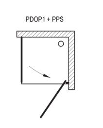 Dušo kabina Ravak Pivot PDOP1-90+PSS-90, balti profiliai, skaidrus stiklas