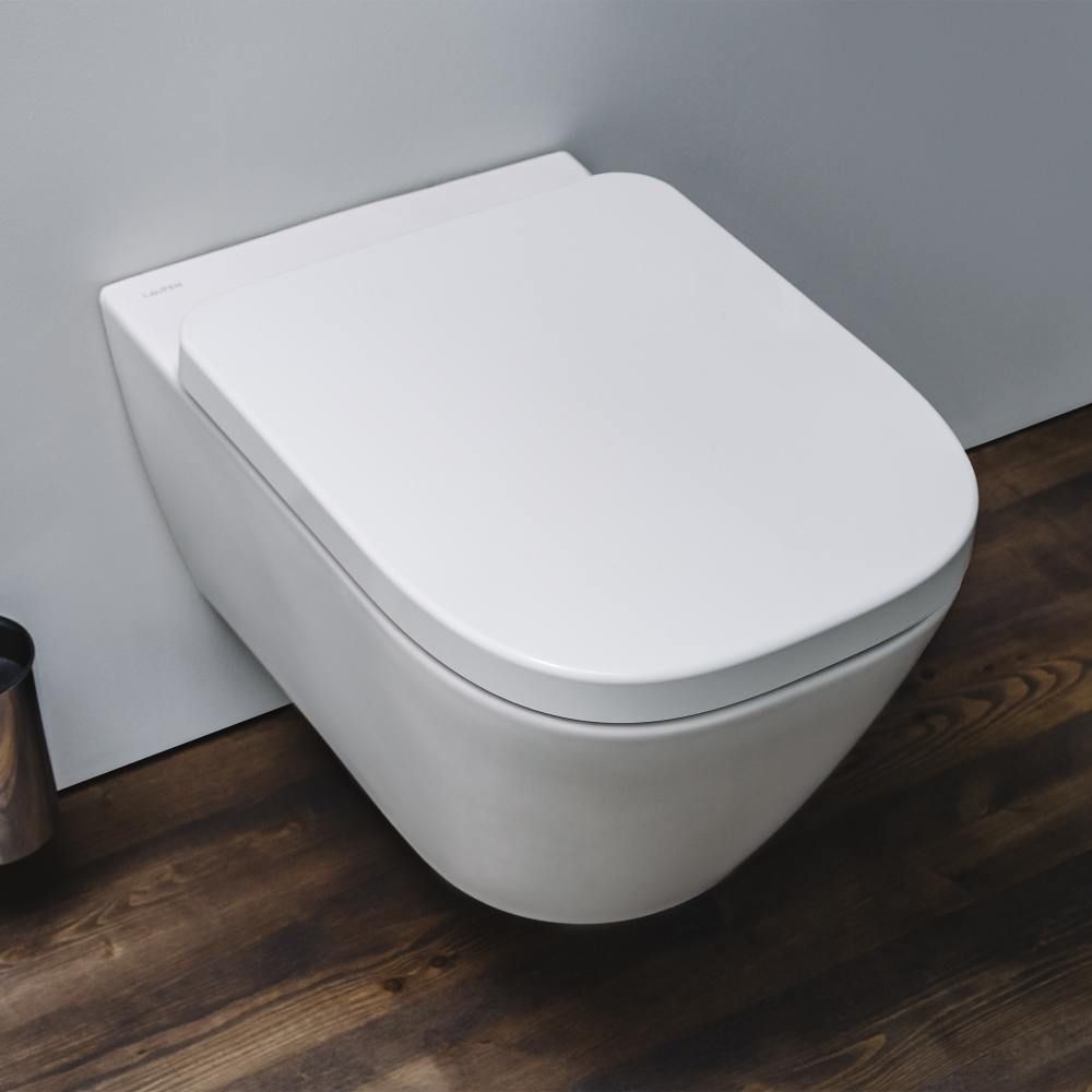 Pakabinamas unitazas Laufen MEDA rimless silent flush, baltas su LCC H8201104000001