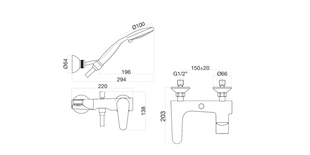 Maišytuvas voniai KERA su dušo k-tu, chromas, 88CR5550