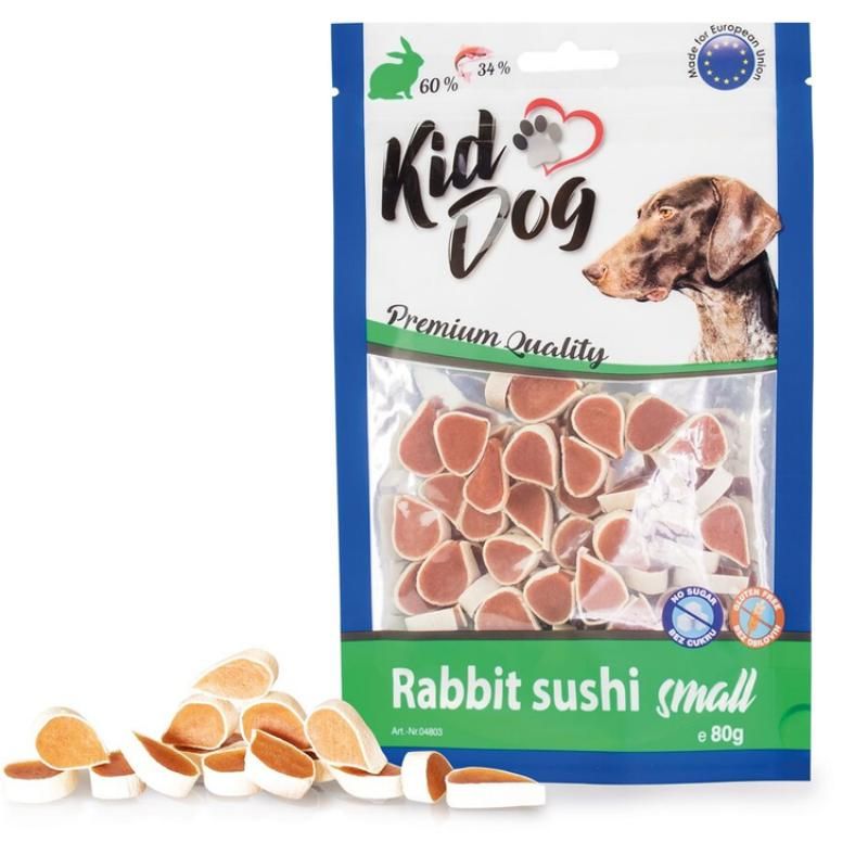 KIDDOG Sushi triušienos su menke sušiai 80g (150) KIDDOG Sushi triušienos su menke sušiai 80g (150)