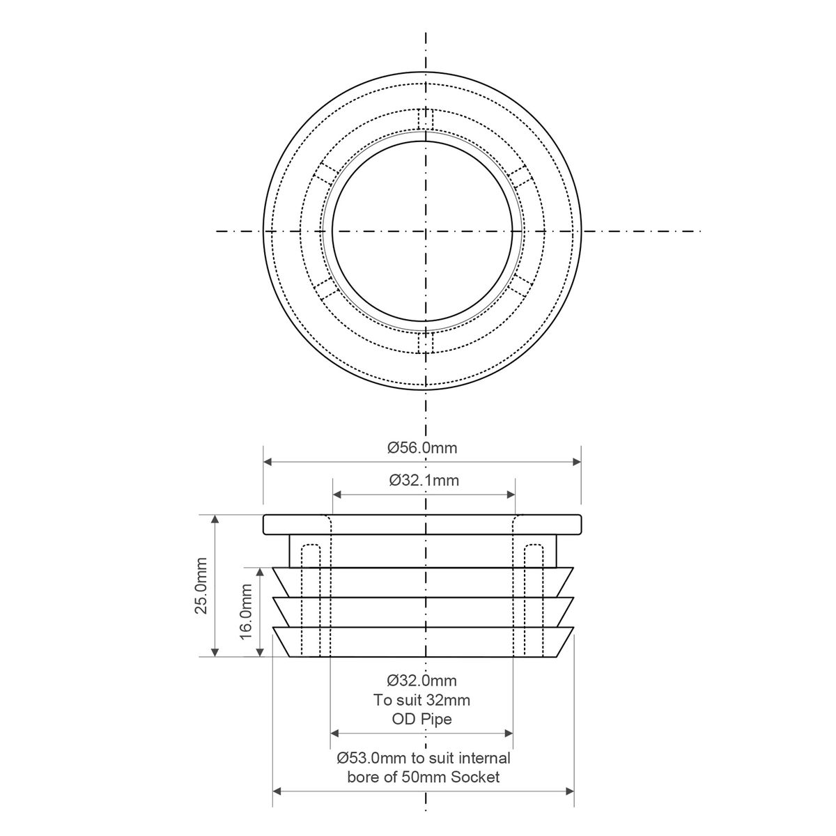 Kanalizacijos redukcija balta McAlpine, FLEXCONN-5032-WH