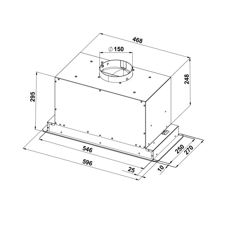 Įmontuojamas 60 cm. pločio gartraukis Schlosser HOE60TCBLA/GLASS, juodas