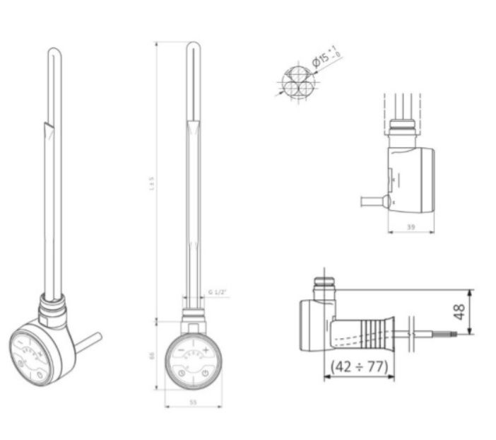 Kaitinimo elementas MOA 200W, su paslėptu laidu, sidabro matinis MOA200SMMS Kaitinimo elementas MOA 200W, su paslėptu laidu, sidabro matinis MOA200SMMS