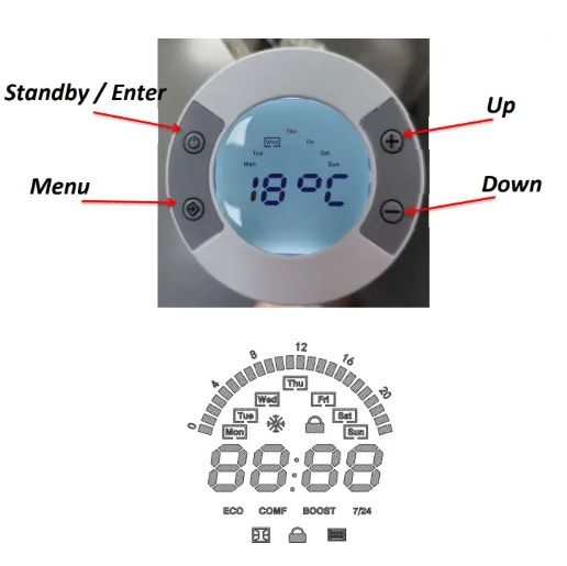 Kaitinimo elementas (tenas) Ecoradco Sigma su ekranėliu, su laidu į rozetę, baltas 400 W