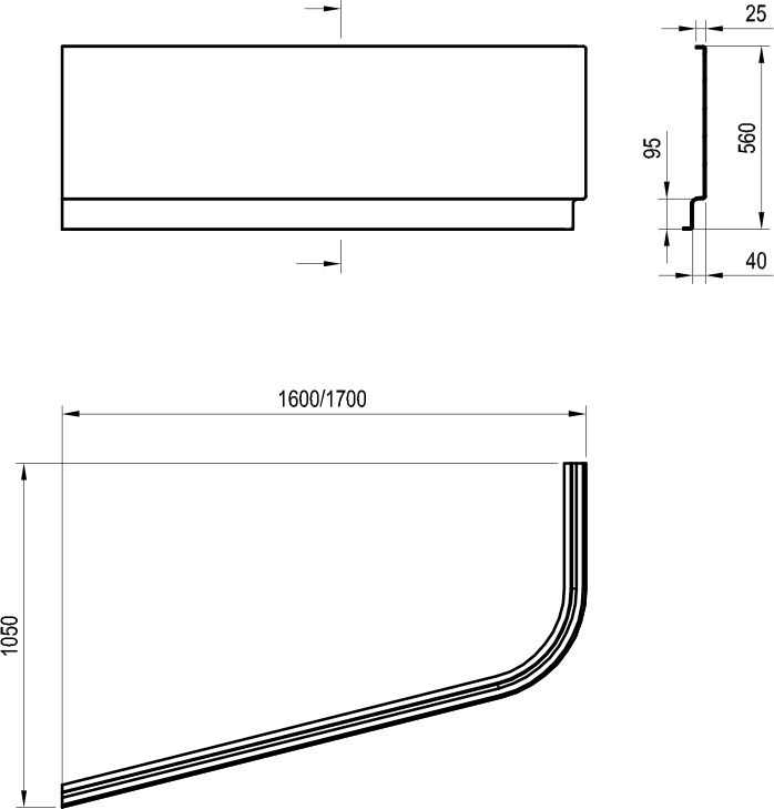 Priekinė apdailos plokštė CHROME 170x105 R, sniego baltumo CZA4100A00