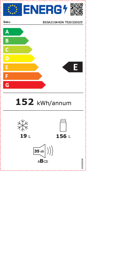 Šaldytuvas BEKO BSSA210K4SN