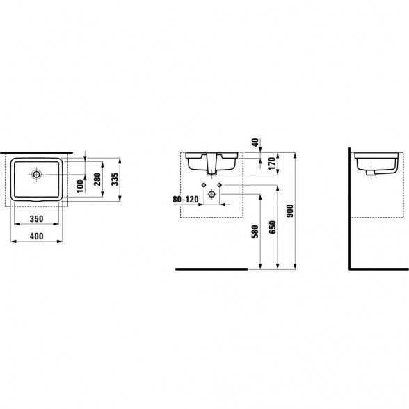 Praustuvas įmont. iš apačios LIVING CITY 35x28 cm, baltas H8124320001091