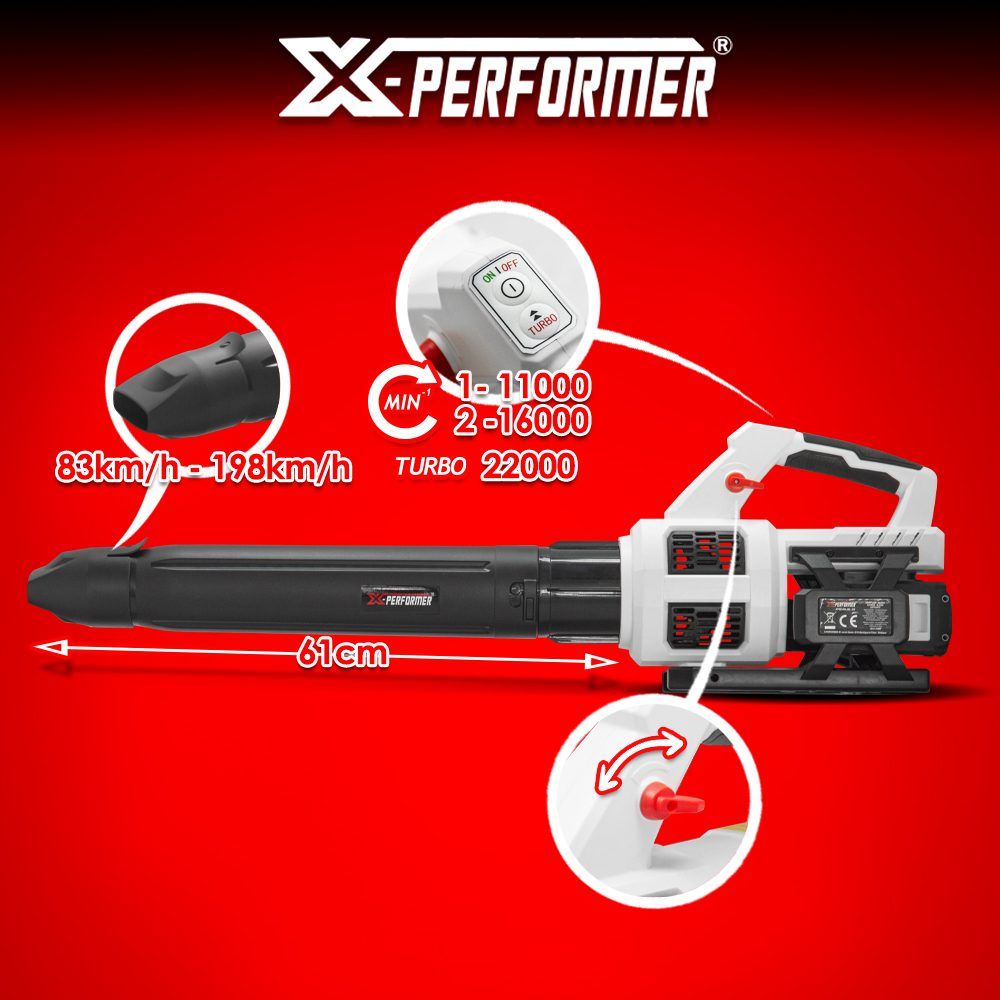 Akumuliatorinis lapų pūstuvas X-PERFORMER, XPSE40LIBL-2B Akumuliatorinis lapų pūstuvas X-PERFORMER, XPSE40LIBL-2B