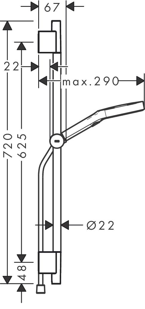 Dušo komplektas Hansgrohe RAINFINITY 130 3j S Puro 650, brushed black chrome, 28745340 Dušo komplektas Hansgrohe RAINFINITY 130 3j S Puro 650, brushed black chrome, 28745340