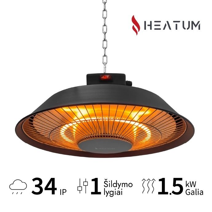 Infraraudonųjų spindulių šildytuvas Heatum AURA H1500 Black