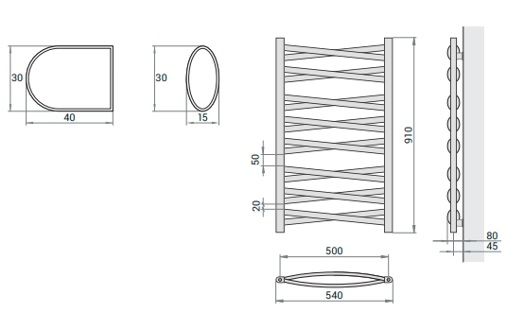 Rankšluosčių džiovintuvas Regnis Lezka 3DX 54x91 cm, juodas Rankšluosčių džiovintuvas Regnis Lezka 3DX 54x91 cm, juodas