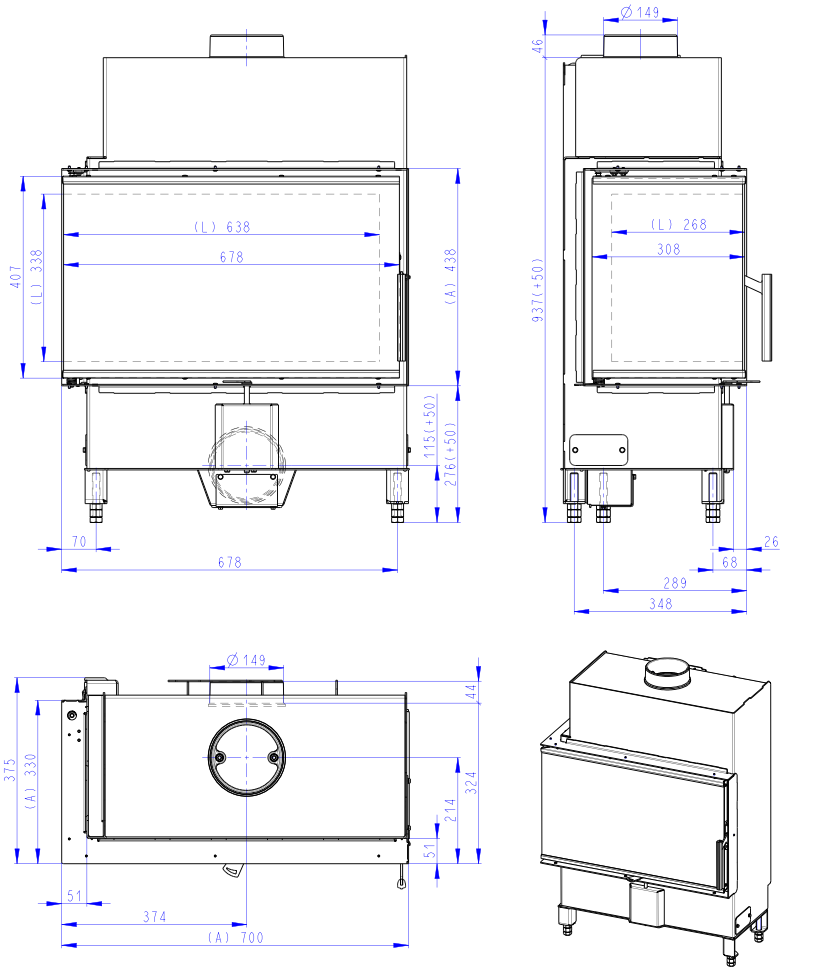 Židinio ugniakuras kampinis Romotop HL2SX23 70.44.33 dviejų dalių kairės pusės stiklu 44 cm, juoda pakura IGN Židinio ugniakuras kampinis Romotop HL2SX23 70.44.33 dviejų dalių kairės pusės stiklu 44 cm, juoda pakura IGN