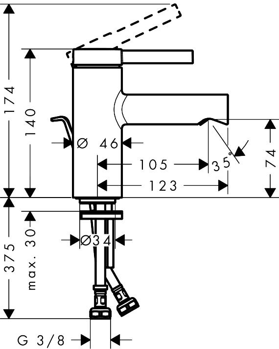 Maišytuvas praustuvui hansgrohe Zesis S 70, chromas, 74710000 Maišytuvas praustuvui hansgrohe Zesis S 70, chromas, 74710000