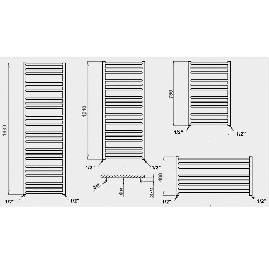 Elektrinis rankšluoščių džiovintuvas PMH Sorano 50x121 cm, baltas