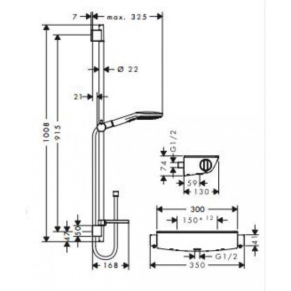 Dušo komplektas 3 Hansgrohe Ecostat Select Combi raindance Select E120 chromas 27039000