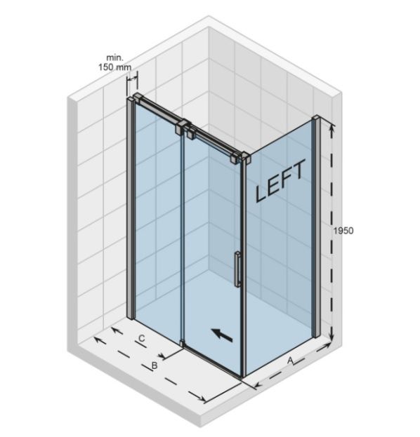 Dušo kabina Riho Ocean 120x80 cm, kairė