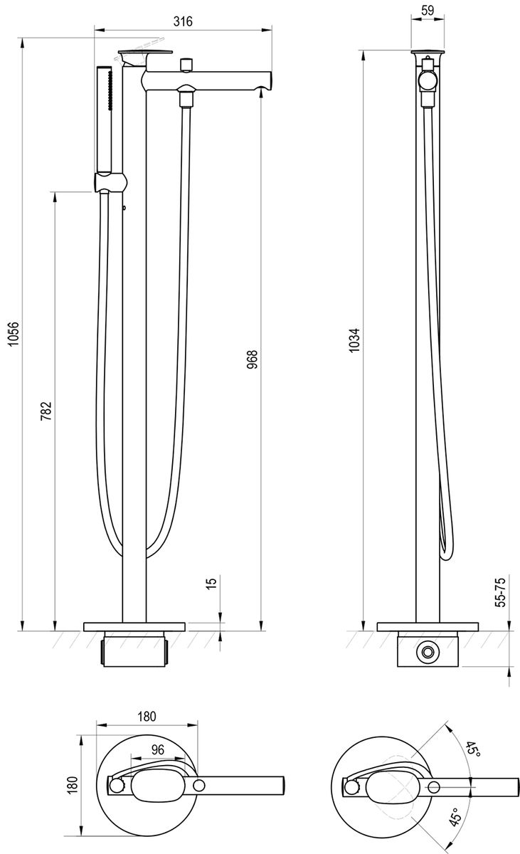 Grindinis vonios maišytuvas Ravak Spring baltas SG 080.10WHM.RB07A X070578
