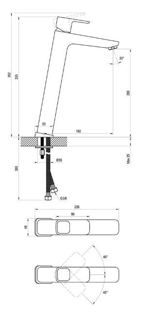 Praustuvo maišytuvas be dugno vožtuvo (aukštas), chromas, X070091