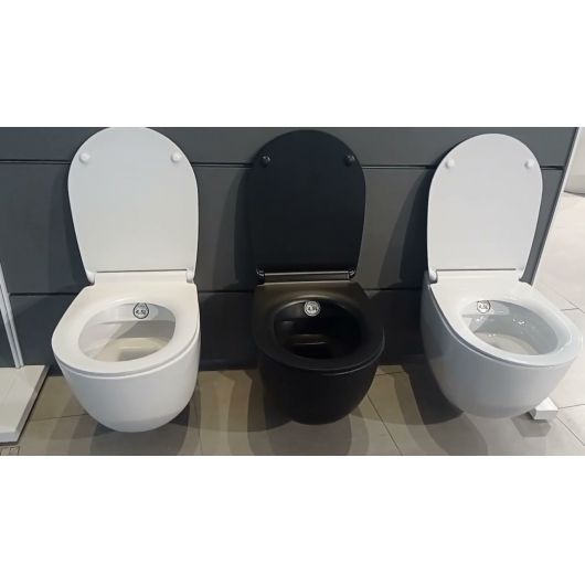 WC pakabinamas Vignoni 48X37 cm su rimless nuplovimo funkcija, juodas matinis, VI28/F85 Nero Matt