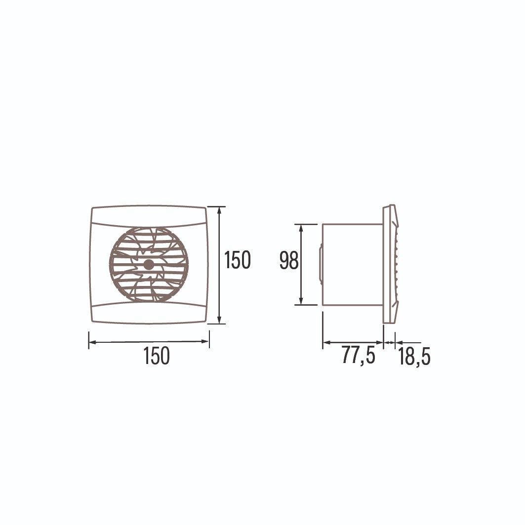 Ištraukimo ventiliatorius Cata UC-10 SILENTIS TIMER,Juodas