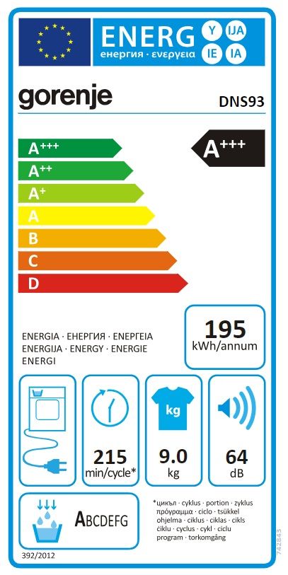 Džiovyklė GORENJE DNS93