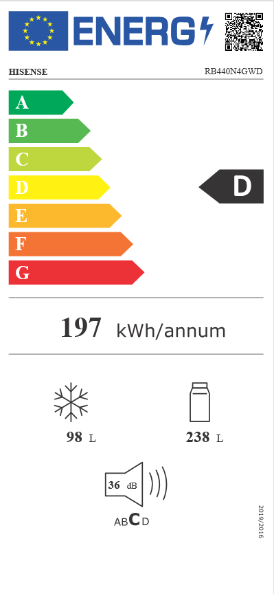 Šaldytuvas HISENSE RB440N4GWD