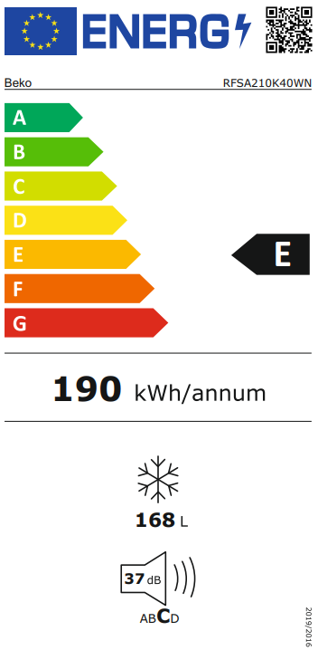 Šaldiklis BEKO RFSA210K40WN