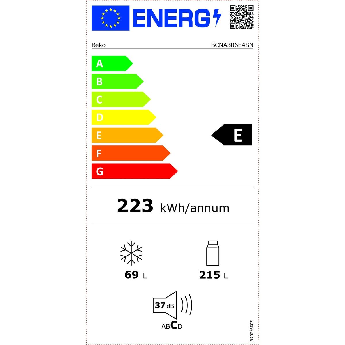 Įmontuojamas šaldytuvas Beko BCNA306E4SN