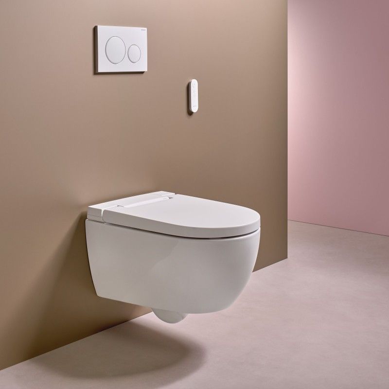 Geberit AquaClean Alba Comfort komplektas su Duofix Sigma 12 cm. WC instaliacine sistema, Sigma 20 Roud mygtuku, matinė juoda