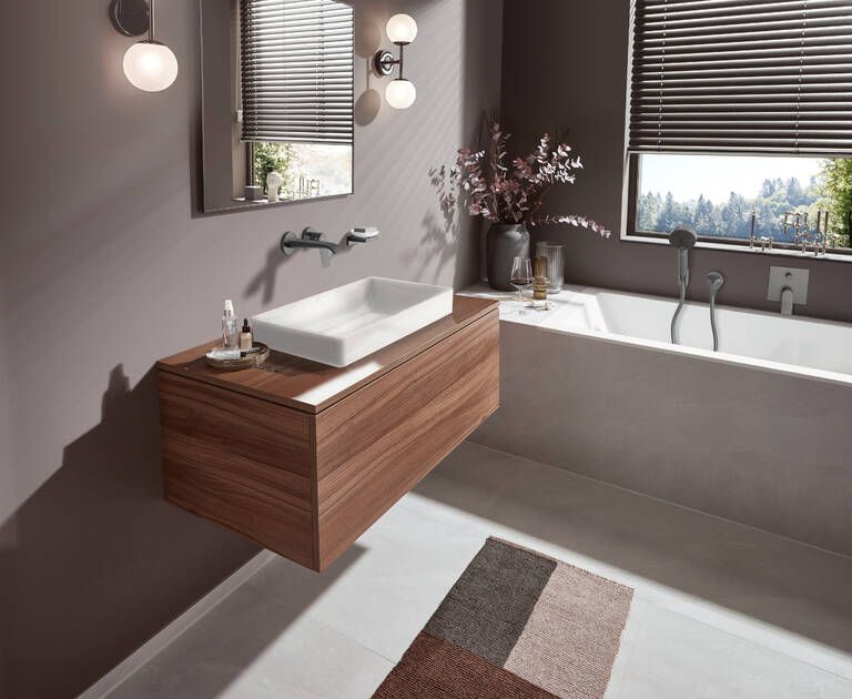 Potinkinis sieninis praustuvo maišytuvas HANSGROHE Vivenis EcoSmart su 19.2 cm snapeliu, šlifuotas juodas chromas, 75050340 Potinkinis sieninis praustuvo maišytuvas HANSGROHE Vivenis EcoSmart su 19.2 cm snapeliu, šlifuotas juodas chromas, 75050340