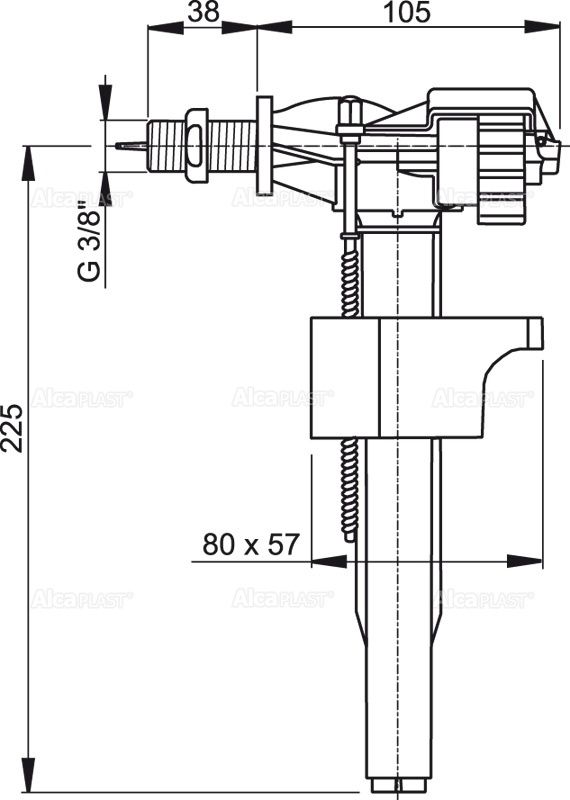 Vandens pripildymo mechanizmas AlcaPlast A15 3/8“