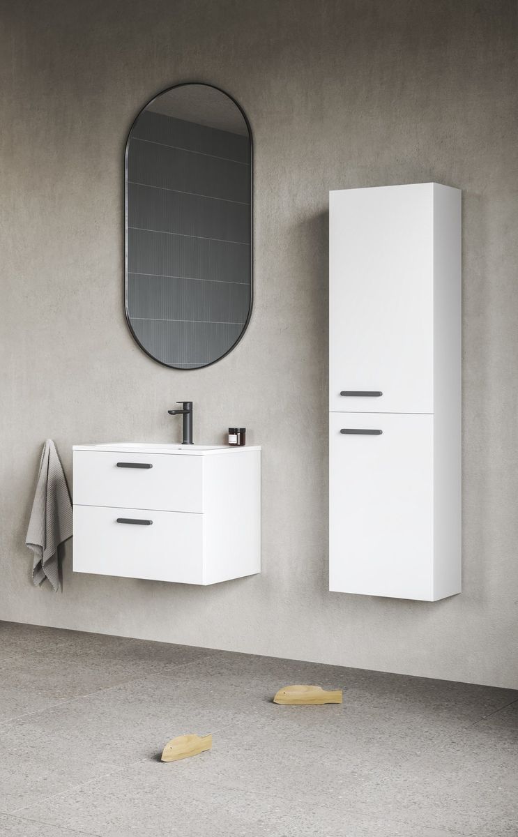 Aukšta spintelė Ravak SB Chrome II 39 D, balta, rankenėlė 152 mm, juoda X000001749