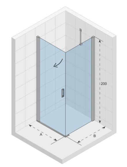 Dušo kabina Riho Novik Z201, 90x90 cm blizgūs profiliai, skaidrus stiklas