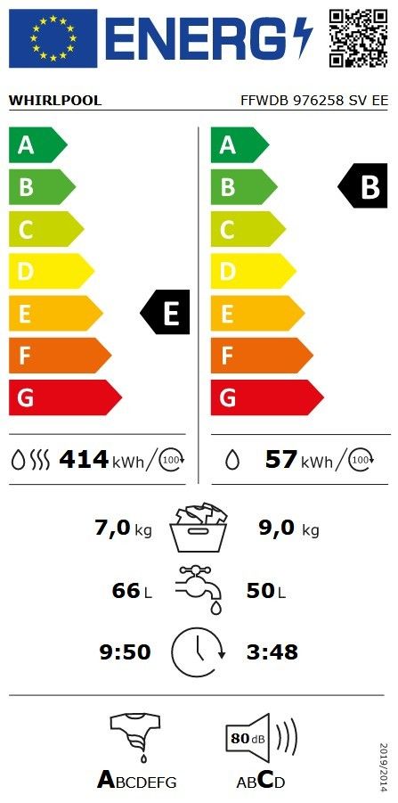 Skalbimo mašina Whirlpool FFWDB 976258 SV EE Skalbimo mašina Whirlpool FFWDB 976258 SV EE
