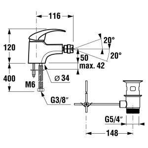 Bidė maišytuvas Jika Lyra Plius, chromas H3412710040011