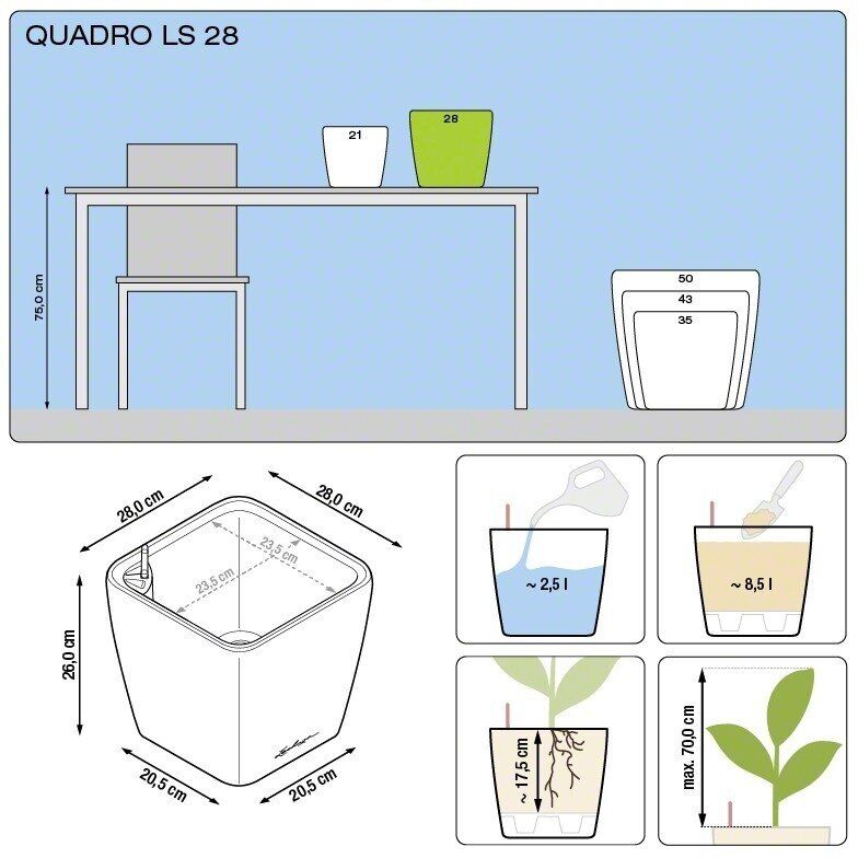 Vazonas Lechuza Quadro LS 28, raudona, 16147