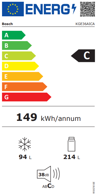 Šaldytuvas BOSCH KGE36AICA