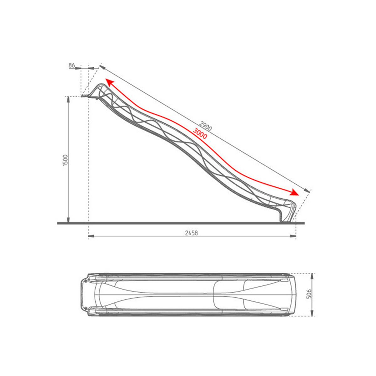 Tamsiai žalia čiuožykla 300 cm Tamsiai žalia čiuožykla 300 cm