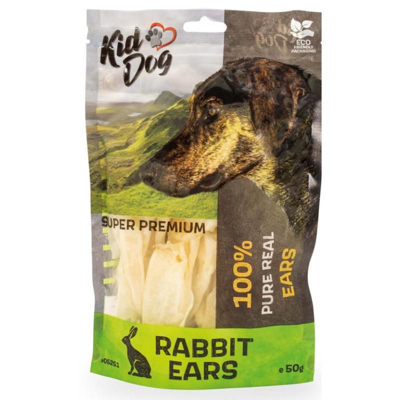 KIDDOG 100% natūralios triušių ausys 50g KIDDOG 100% natūralios triušių ausys 50g