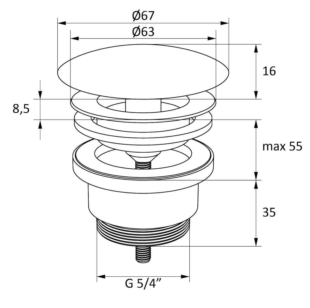 Fiksuota praustuvo sifono galvutė Ravak su baltu keraminiu dangteliu, X01695