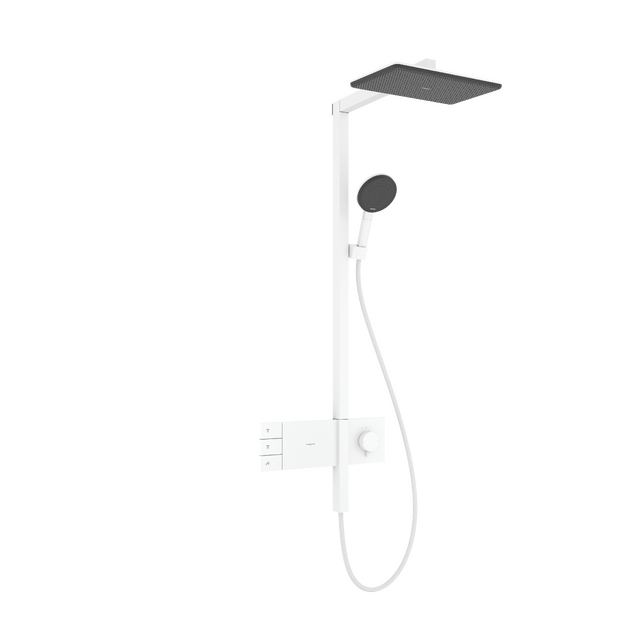 Dušo sistema HANSGROHE Raindance Alive Q su termostatu, matinė balta, 24590700 Dušo sistema HANSGROHE Raindance Alive Q su termostatu, matinė balta, 24590700