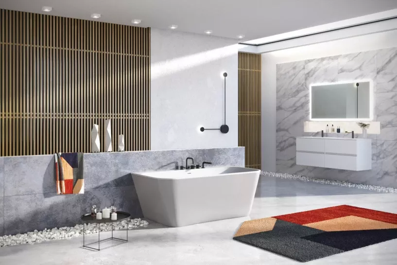 Akmens nasės vonia Balteco COMO WALL 170x81x63cm poliruota