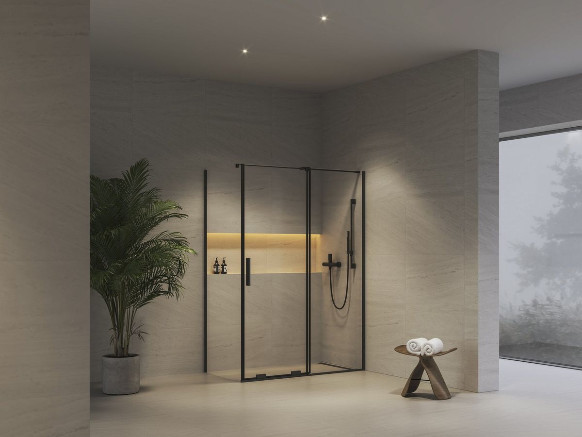 Dušo sienelė Ravak ROPS 100, juodas+stiklas Transparent, X90VA0300Z1