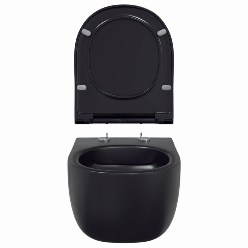 WC puodas pakabinamas Bocchi V-Tondo Compact rimless, juodas matinis, 1417-004-0129 WC puodas pakabinamas Bocchi V-Tondo Compact rimless, juodas matinis, 1417-004-0129