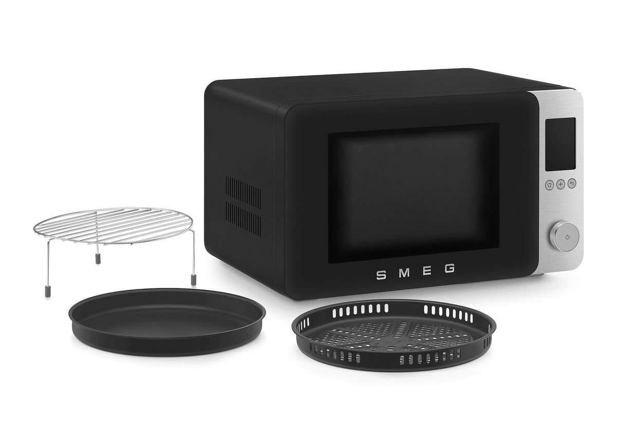 SMEG mikrobangų krosnelė, MOC02BLMEU su grilium, karštu oru ir Air fry funkcija