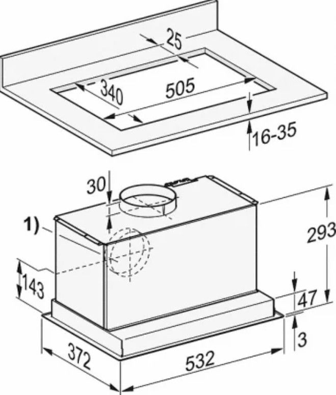 Įmontuojamas gartraukis Miele DA 2450 Įmontuojamas gartraukis Miele DA 2450