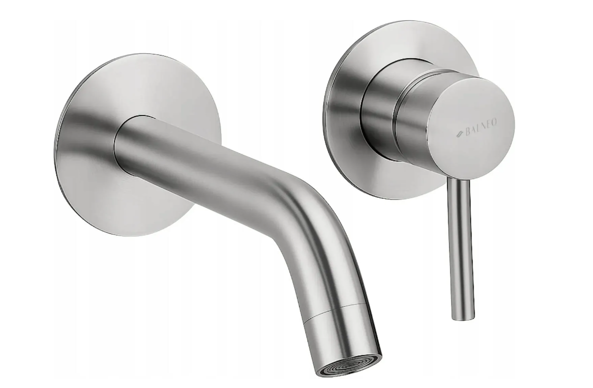 Maišytuvas praustuvui iš sienos Balneo CASCADE - 3, nerūdijantis plienas, H0101020202