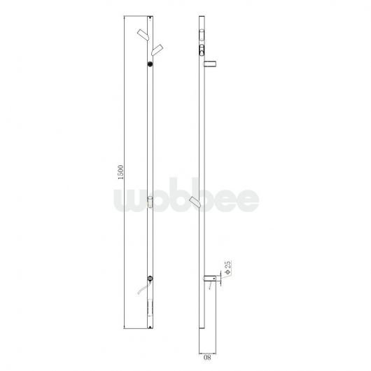 El. rankšluosčių džiovintuvas WOBBEE Burton 150 cm, nikelio sp, W-BURT-150BNI