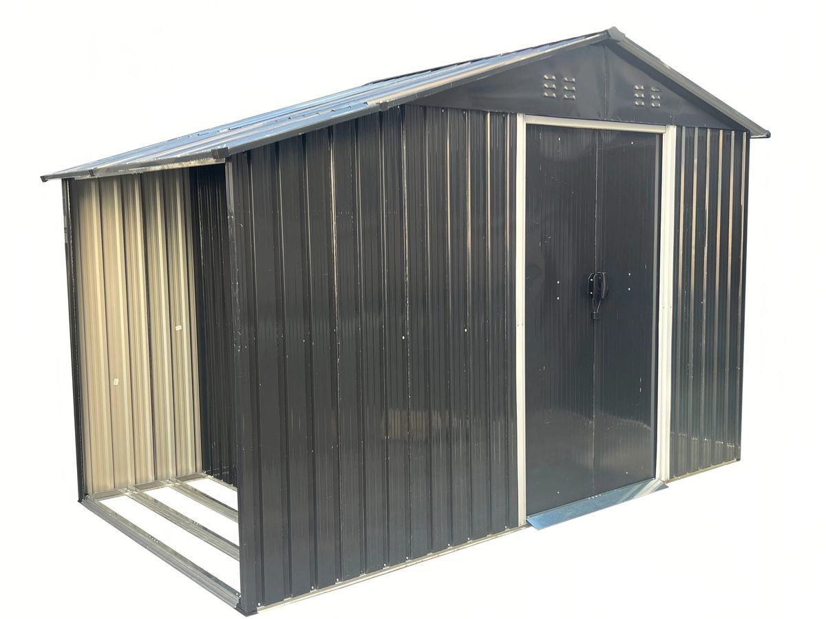 Metalinis sandėliukas su malkine HATIS, 9,35 m2, antracito Metalinis sandėliukas su malkine HATIS, 9,35 m2, antracito