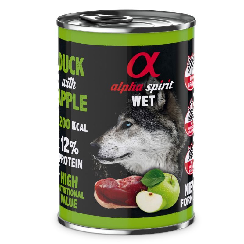 ALPHA SPIRIT WET konservas su antiena ir žaliais obuoliais 400g 6vnt, A4000531